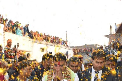 मुख्यमंत्री भजनलाल शर्मा का पैतृक गांव अटारी में भव्य स्वागत