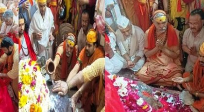 गौ संरक्षण पद यात्रा का शुभारंभ करते हुए जगदगुरु शंकराचार्य ज्योतिषपीठाधीश्वर स्वामी अविमुक्तेश्वरानंद सरस्वती