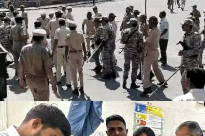 बेरिकेड तोड़ने पर पुलिस ने बरसायी एनएसयूआई कार्यकर्ताओं पर लाठी